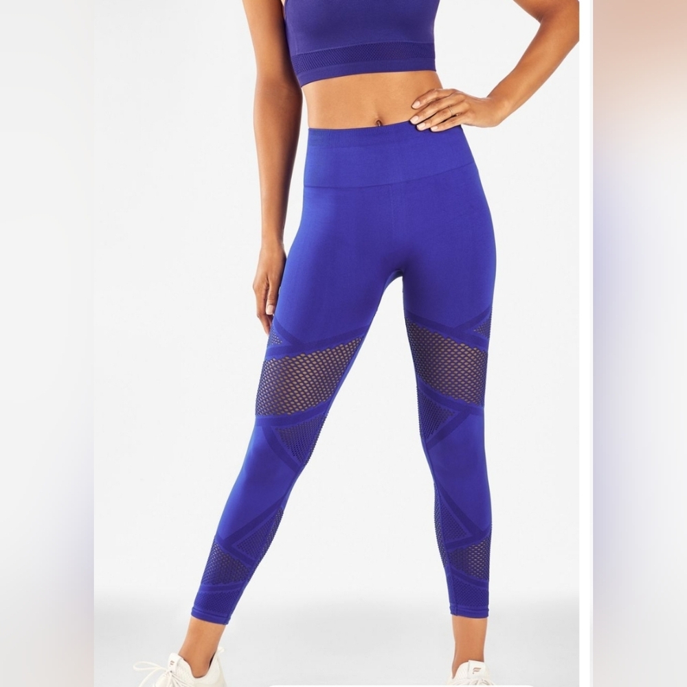 Fabletics Mosaic High-Waisted 7/8 Leggings Lapis BLUE Size XS Brand New